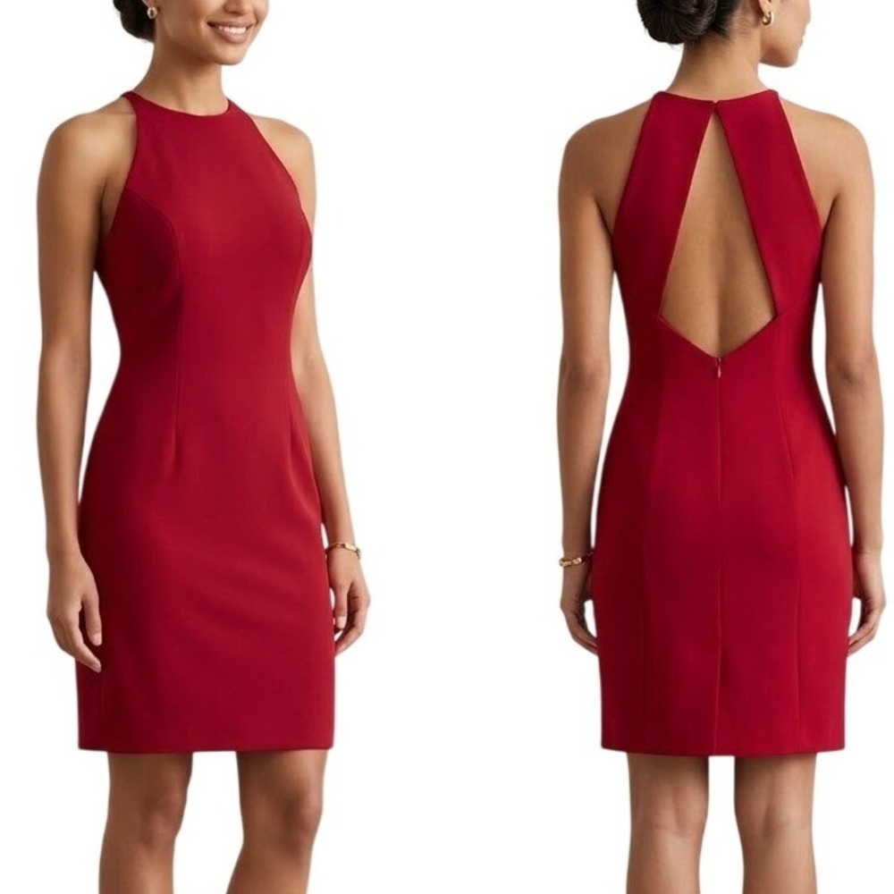 Randi May Collection Red High‎ Neck Sheath Cocktail Dress 10 Mini Halter Party